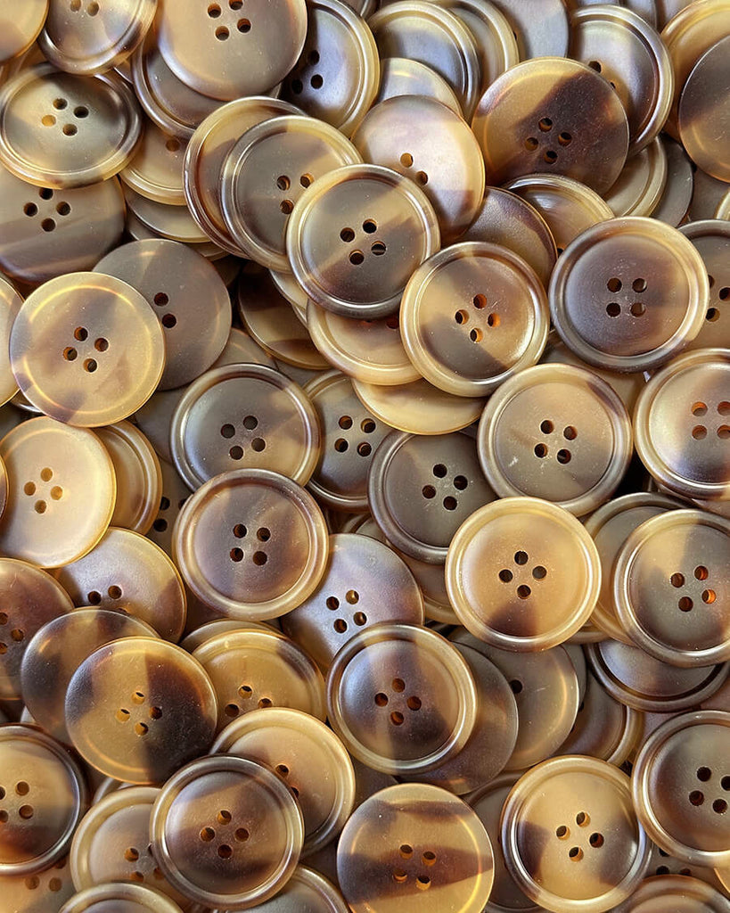 Galalith buttons Ø25 mm - Dark brown - 4 pcs