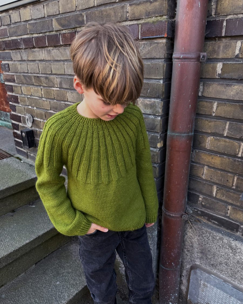 Dreng med grøn Haralds Sweater
