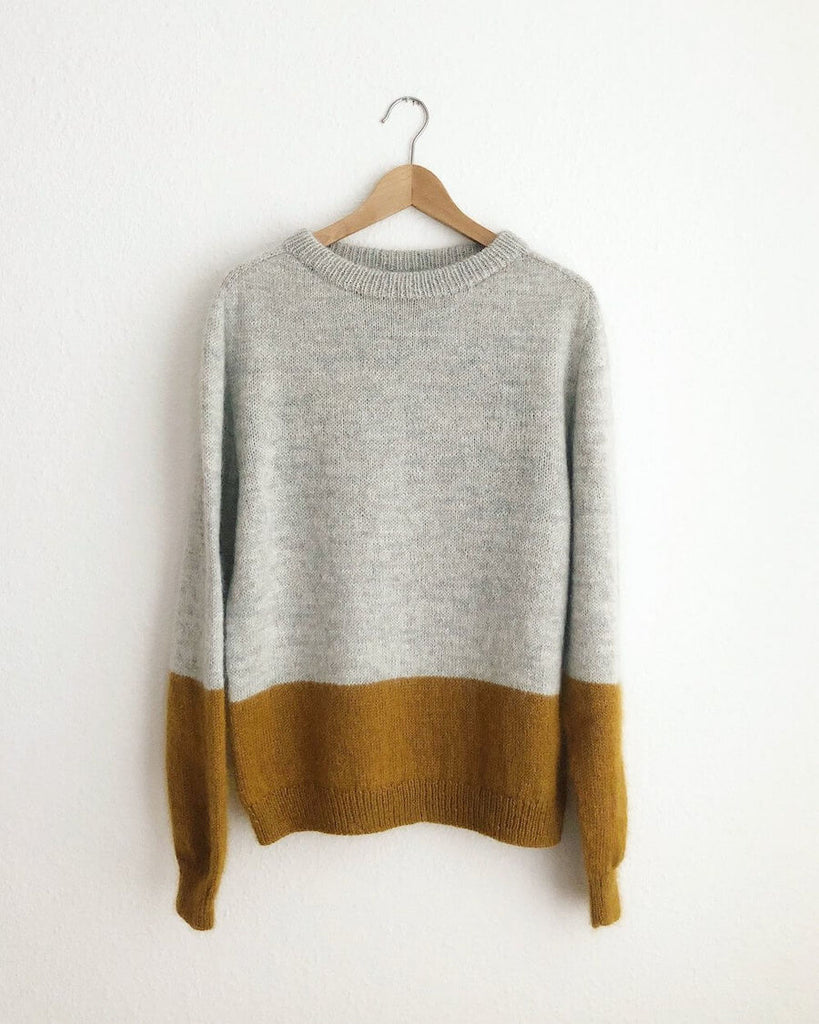 Hængende gul og grå Kontrastsweater på bøjle