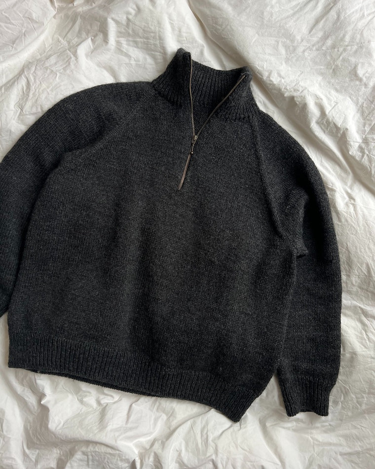 Mand iført koksgrå Zipper Sweater Light – Man set bagfra